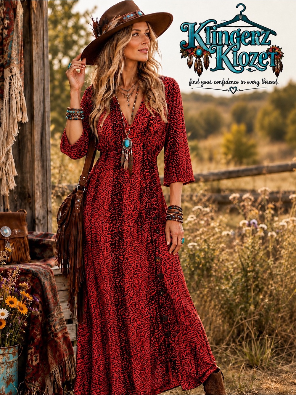 Angie Boho Leopard Print Maxi Dress Size Medium | Rust Black | NWT